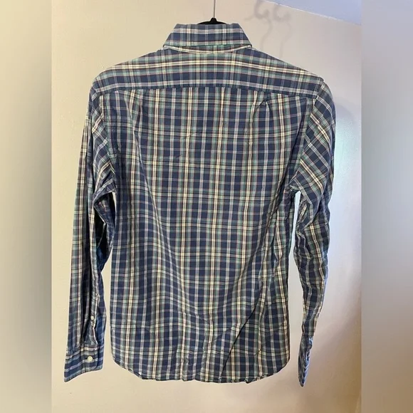 J. Crew Men's "Tailored by J. Crew" Green and Blue Plaid Button Down Shirt - Picture 2 of 3